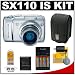 Canon PowerShot SX110 IS 9.0MP Digital Camera (Silver) + Canon PSC-85 Case + Precision Design Accessory Kit