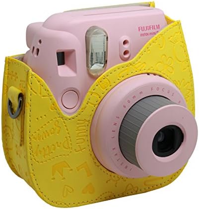Woodmin Yellow cute colorful PU Leather Fuji instax Mini Case for Fujifilm Mini 8 Case bag