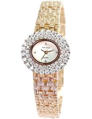 Gemorie Women Fashion Oval Shape Cubic Zirconia Watch with Steel Band in Rose Gold Plating (129004-RG)