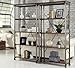 Home Styles The Orleans Five Tier Multi-Function Vintage Fixed Reinforced Shelf Unit Crafted from Powder Coated Steel with Birch Wood and Warm Caramel Finished Shelf Tops, Levelers on Feet for added Stability