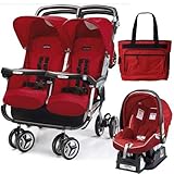 Peg Perego 2011 Aria Twin 60 40 Travel System Diaper Bag - Geranium