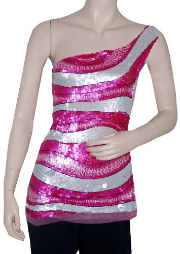 Friendship Day Gift Womens Sexy Cocktail One Shoulder Pink Top Tunic Dress Prom Party Formal Evening