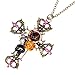 FOONEE Fashion vintage cross with rose and skull pendant With Chain