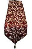 Luxury Damask 13" X 70" Burgundy Table Runner