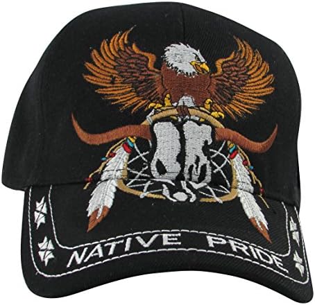 Native Pride Eagle with Dream Catcher &amp; Feathers Baseball Hat, Black