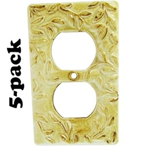 5-pack Outlet Covers Decorative (Vine & Leaf Ceramic 3-D Emboss ...