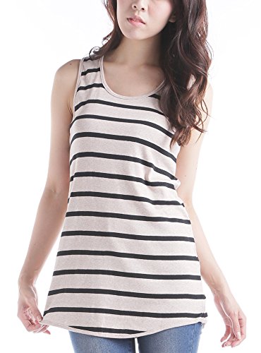 (ディーループ)D-LOOP 綿100% ボーダー柄 タンクトップ ノースリーブ レディース ロング ロング丈 カジュアル uネック ワンピース ワンピ ミニワンピ 春 夏 105637