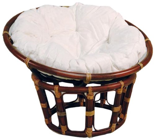 Hansen Rattan 1292/80 Papasansessel dunkel / mit Polster natur / &oslash; 80 H 60 SH 35 cm