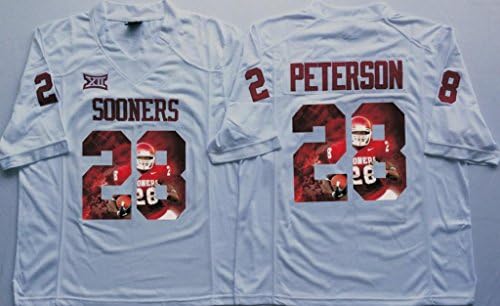 Fashion Men's Adrian Peterson #28 Oklahoma Sooners College Football Jersey White Medium