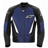 Alpinestars Stage Perforated Leather Motorcycle Jacket Black/Blue 60