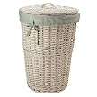 White Wicker Hamper with Sage Liner