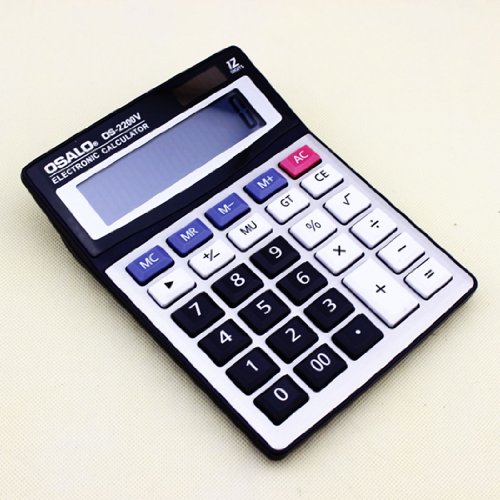 Popular Office Supplies Osals Os-2200v Electronic Calculator with Extra Large Display and Plastic Key on Metal Faceplate