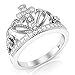 Metal Factory 925 Sterling Silver Cubic Zirconia Princess Cross Crown Tiara CZ Band Ring Sz 6