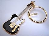 テレキャスター ギター 黒 キーホルダー (携帯ストラップ付）Telecaster Guitar Keychainの画像