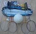 Badminton or Volleyball Net, Poles, Four Racquets and Volley Ball