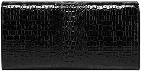QISHI YUHUA MD Womens Fashion Crocodile Fuchsia Genuine Leather Evening Bag Clutch Bag Phone Bag Shoulder Bag