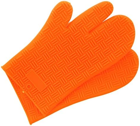 Premium Silicone Heat Resistant 11 Inch Cooking Grilling, Bbq, Kitchen, Oven, Grill, Baking, Smoking Gloves Pair - Orange