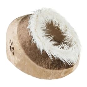 Beige with Brown Cushy Cave Cat/Dog Bed