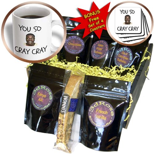 cgb_180096_1 Xander funny quotes – cray cray, black letters on white background with funny face picture – Coffee Gift Baskets – Coffee Gift Basket