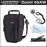 Lowepro Toploader Zoom 55 AW Kit for Canon DSLR Camera Rebel T3 T3i T1i T2i EOS 60D 5D 7D (up to 80-400mm f/4.5 or 100-400mm f/4.5) includes Lens Cleaning Pen + Lens Cap Keeper + BONUS ButteflyPhoto MicroFiber Cleaning Cloth