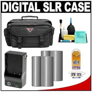 Precision Design 2000 Digital SLR System Camera Case/ Gadget Bag with (2) EN-EL3e Batteries + Charger + Accessory Kit for Nikon D700, D300, D300s, D200, D90, D80 & D50 Digital SLR Cameras