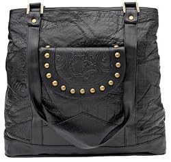 Embassy Black Italian StoneDesign Genuine Leather Shoulder Bag