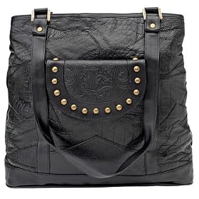 Embassy Black Italian Stone Design Genuine Leather Shoulder Bag