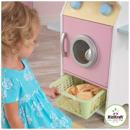 KidKraft Laundry Playset Children's Pretend Wooden Stacking Washer and