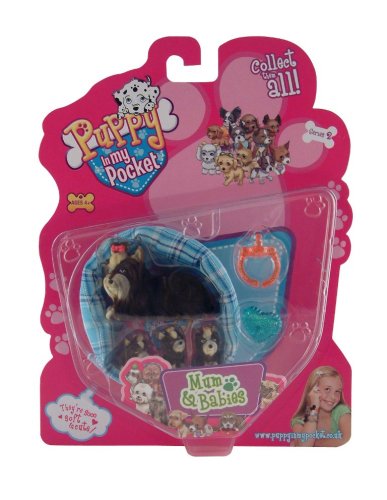 Childrens Toyshop   : Puppy In My Pocket Series 2 - Mum & Babies Pack - Yorkshire Terrier Family