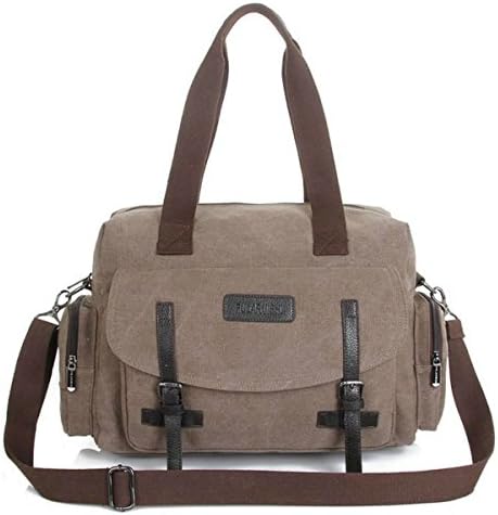 Xiebag Men's Cross Body Retro Messenger Canvas Shoulder School Travel DSLR Bag Coffee