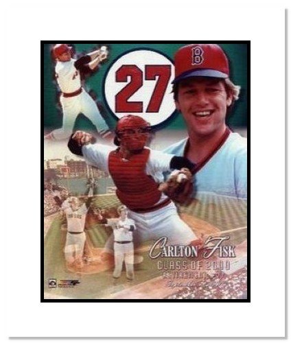 Carlton Fisk Boston Red Sox MLB Double Matted 8x10 Photograph Jersey Retirement Day