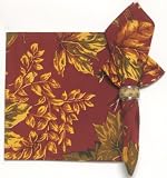 Durable Hand Woven 100% Cotton Silk Screen Print Sugar Maple Rust Napkins 22x22 Inches Set of 12