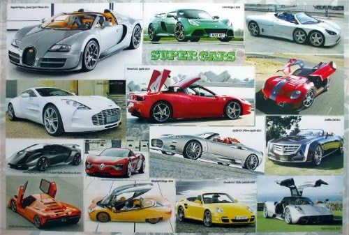 7033-M World Sports Super Cars Collection Wall Decoration Poster Size 23.5"x35"