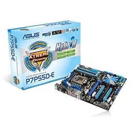 ASUS P7P55D-E - Intel P55 Express - Socket 1156 - PCI-E 2.0 (x16) - DDR3 2200(OC) - SATA 6Gb/s - SATA RAID - HD Audio (8-channel) - Gigabit Ethernet - ATX
