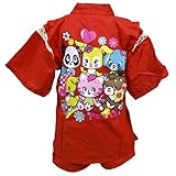 ガールズベビー浴衣|甚平[PARO CLUB(パロクラブ)]女の子|女児|子供|赤ちゃん用キャラクターバックプリント甚平セット 90cm レッド