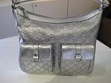 Gucci Abbey Pockets Silver Leather Hobo Bag 153025 Handbag