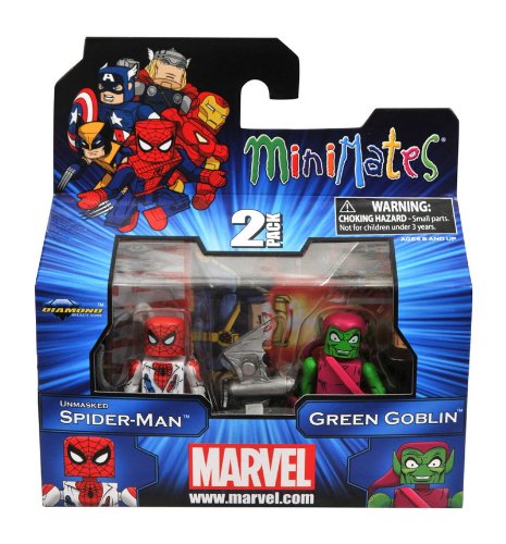  Marvel Minimates Series 41 Mini Figure 2Pack Unmasked SpiderMan Green Goblin