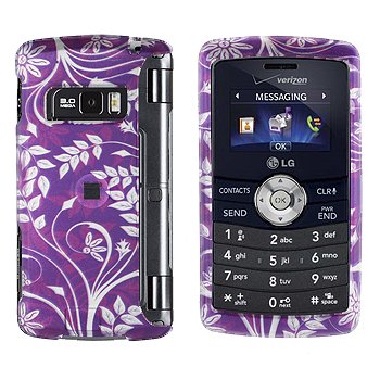 Purple Silver Vine Flower Design Snap on Hard Cover Protector Faceplate Skin Case for Verizon LG Env3 Env 3 VX9300 VX-9300 + Belt Clip