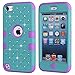 iPod Touch 6th Case, KAMII 3 Layers Verge Hybrid Soft Silicone Hard Plastic Triple Quakeproof Drop Resistance Protective Case Cover for Apple iPod Touch 5 6th Generation (Teal Purple)