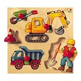 kids and infants educational toys item: Natural Wood Peg Puzzle by Selecta - Construction