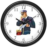 Naval or Navy or Ship's Officer or Captain Nautical Theme Wall Clock by WatchBuddy Timepieces (Black Frame)