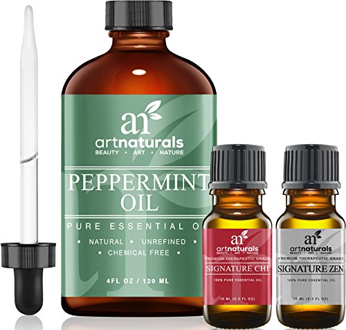 ArtNaturals Peppermint Oil w/ Zen & Chi 100% Pure and Natural Premium Therapeutic Grade Mentha Peperita Essential 4 Oz Oil-Best Fresh Scent for Home and Work-Perfect to Repel Mice and Spiders