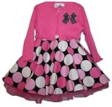 New Hot Pink Jumbo Size Polka Dotted Circle Dress with Pink Cardigan ~ 12M to 24M ~ Immediate Shipment for Christmas