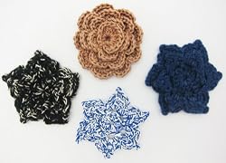 Handmade Mini Removable Flower Pins - Set of 4 - Assorted One-of-a-kind I (Crocheted By Hand)