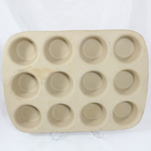 Pampered Chef Family Heritage Stoneware Muffin Pan Glass