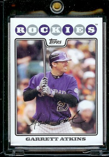 2008 Topps Baseball Cards # 74 Garrett Atkins - Colorado Rockies - MLB Baseball Trading Card in a Protective Screw Down Display Case