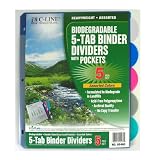 C-Line Biodegradable Colored Tab Polypropylene Index Dividers with Slant Pockets, 5-Pack, 05460