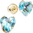 14K Yellow Gold .47 Carat CZ Heart March Birthstone Earrings