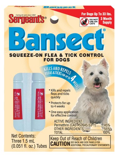 Sergeant's Bansect Squeeze-On Flea and Tick Control Dog Under 33-Pound