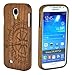SunSmart Natural Handmade hard wood Bamboo Case Cover for SamSung Galaxy S4 IV with free screen protector (walnut-compass)